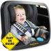 Royal Rascals Baby Car Mirror Safest Shatterproof Back Seat Mirror For Car Crystal Clear Rear View Car Mirror For Baby Baby Car Seat Mirror Car Seat Accessories incl Baby on Board Sign Black