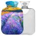 NAANLE hot water bottle with cover watercolor lavender fields transparent hot water bottle hot water bottle to relieve back pain handwear warmers neck-hot and cold therapy 1 l