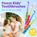 Kids Toothbrushes 4 Pack - Soft Contoured Bristles - Child Sized Brush Heads - Suction Cup Storage - Assorted Colors - Ages 3-10 - 4 Count - Buy Online on GoSupps.com
