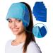 IceHOF cooling cap extremely with 4 cooling packs incl. 3D mask-with hair opening & rubber binder removable cooling pads-cooling gel hat for scalp in chemo therapy ICE cap migraine headache blue