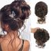 Claw Messy Bun Hairpieces Clip Wavy Curly Hair Chignon Clip in Hairpieces Tousled Updo Doughnut Hair Bun Synthetic Hair Ponytail for Women Girls Light Brown