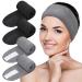 Melliex 4 pieces cosmetics hair band spa headband terry hair bands for make -up sport yoga adjustable hair protection band with Velcro fastener (black+gray)