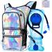 Mothybot Hydration Backpack Pack, Water Backpack 20L Capacities Included 2L Hydration Bladder, Festival Essential - Rave Hydration Pack Hydropack Hydro for Hiking, Running, Biking, Festival Gear Holographic Crocodile Textured