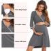 Sykooria Women's Cotton Nursing Nightdress - Dark Grey XL | Maternity Labor & Delivery Gown - Buy Online on GoSupps.com