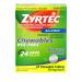 Zyrtec 24 Hour Allergy Relief Chewable Tablets, 10 mg Antihistamine Cetirizine HCl per Tablet, Medicine Relieves Hay Fever & Indoor & Outdoor Allergy Symptoms, Dye-Free, 24 Ct Chewable Tabs