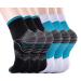 Compression Socks for Women & Men-Upgraded Sport Plantar Fasciitis Arch Support- Low Cut Compression Foot Socks Best for Athletic Sports Running Medical Travel Pregnancy (6 Pairs) Blue/Black S-M