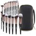 Makeup Brushes 18 Pcs Professional Premium Synthetic Makeup Brush Set with Case Foundation Kabuki Eye Travel Make up Brushes sets (Black Gold) BlackGold