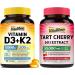 Vitalibre Vitamin D3 K2 Supplement 10000 IU 90 Softgels and Tart Cherry Capsules 60 Capsules