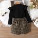 Miipat Baby Girl Fall Winter Outfit Set | Long Sleeve Top & Mini Skirt | 4-5 Years | BlackCoffee - Buy Online on GoSupps.com