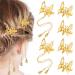 Fuyamp 6 Pcs 3D Moving Butterfly Hair Clips Gold Tassel Hair Pins Butterfly Hair Barrettes Metal Moving Wings Decorative Hairpins Hair Accessories for Women Girls