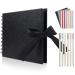 Jutieuo 8.5x5.9 Inch Scrapbook Photo Album with DIY Accessories Kit - 60 Pages Black Kraft Paper DIY Handmade Album Scrapbook for Anniversary Wedding Graduation Travel Love Memory Small Scrapbook
