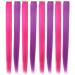 Rhyme 21'' 8PCS Pink Purple Hair Pieces for Girls Princess Party Highlight Colored Hair Extensions Clip in/On for Girls and Woman Wig Pieces (Purple Pink)
