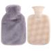 Heat bottle with a soft cover 2 l large capacity classic rubber heat bottle great gift for old men women and girls (gray)