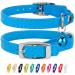 Collardirect leather cat neck band safety collar for cats with an elastic belt kitten band with bell black blue red orange green pink 23-28 cm light blue