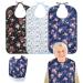 Roylvan bibs 3-pack waterproof adult bibs with push buttons & dirt catchers washable clothing protection adults for men women older people disabled blue+white+black