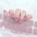 Semi Cured Gel Nails Strips Upgraded Second Generation 22 Stickers Nail Wraps Soft Self-Adhesive Gel Nail Stickers Salon-Quality Gel Nail Strips UV/LED Lamp Required (25-Glitter Pink)