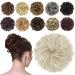 FESHFEN Messy Bun Hair Piece Hair Bun Scrunchies Synthetic Wavy Curly Chignon Ponytail Hair Extensions Thick Updo Hairpieces for Women Girls Kids 1PCS Ash Platinum Blonde 38 g (Pack of 1) 60# Ash Platinum Blonde