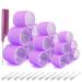 WOODFIB 31 PCS Hair Rollers Set 18 Pcs Self Grip Hair Rollers Include 64mm 44mm 36mm 12 Clips 1 Combs for Long Medium Short Hair DIY Hair Styling Salon Hairdressing Rollers Tools (Purple)