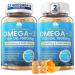 Fish Oil Omega 3 Gummies 1500mg for Adults - Triple Strength with EPA & DHA COQ10 Red Yeast Rice - Wild Caught Omega 3 Fatty Acids Supplements for H ar-t & Brain - Sugar Free Burpless 120 Count 60 Count (Pack of 2)