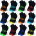 Jamegio boy socks 12 Pairs Sport Ankle Athletic Sock kids Half Cushion Low Cut socks for Little Big Kids Size Age 3-10 Years #1 Multicolor a 7-10 Years