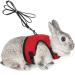 Adjustable soft rabbit dishes with elastic leash for small animal kitty pet dishes and leash for bunnies cat little pet walking (L (breast 28-35cm) red) l (breast 28-35cm) red