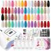 Saviland 76 PCS Gel Nail Polish Kit with (5X Faster)180W U V Light - 30 Colors Spring Summer Gel Polish Set Nude White Soak-Off U V LED Nail Gel with LED Nail Lamp  Gel Nail Polish Set for Home DIY Manicure Nail Salon  G...
