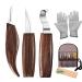 Wood Carving Tools  7 in 1 Wood Carving Kit with Carving Hook Knife  Wood Whittling Knife  Chip Carving Knife  Gloves  Carving Knife Sharpener for Beginners Woodworking kit Brown 7 in 1