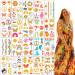 Groovy 70 s Temporary Tattoos Flower Glitter Fake Tattoo Stickers Flower Waterproof Body Sticker for 70 s Retro Sparkle Hippie Decorations Groovy Favor Party Supplies (20 Sheets)