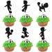 24Pcs Kids Soccer Cupcake Toppers Black Glitter Soccer Birthday Cake Topper Decorations for Boys Soccer Cupcake Picks Cake Decorations for Boys Birthday Party Supplies Style 3-Black