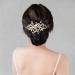 SWEETV Handmade Wedding Hair Comb | Pearl Flower Bridal Hair Clip | Elegant Women's Hair Accessories in Gold - Buy Online on GoSupps.com