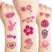 8 Sheets (96PCS) Y2K 2000 Temporary Tattoos for Teen Girls  Birthday Party Decorations Supplies Party Favors 00s Pink Cute Gifts Classroom School Prizes Themed Christmas