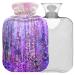 NAANLE hot water bottle with cover abstract violet flower transparent hot water bottle 1L heating bag for menstrual cramps pain relief handfoots heat and cold therapy