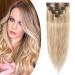 Clip in Extensions real hair hair extension hair part 8 parts set cheap remy hair soft honeyblond/light blond #18p613 20 "(50cm) -70g