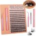 Self Adhesive Lash DIY Clusters Eyelash Extension Kit 10-16mm 40D Curl Natural Individual Waterproof Fluffy Lashes with Lash Bond and Seal Lash Tweezers for Self Use