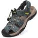 FLARUT Men's Sport Sandals Outdoor Hiking Sandals Closed Toe Leather Athletic Lightweight Trail Walking Casual Sandals Water Shoes 11 C-gray