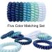 Tanha Spiral Hair Ties 10Pcs - Blue Teal White Elastic Coils for Ponytail Holders - Women Men Green Multi-colored - Buy Online on GoSupps.com