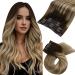 Moresoo clip in extensions real hair remy brown extension real hair clips brown to light brown with medium blonde hair extension real hair clip double treat 30cm 70g #3/8/22 30 cm #3/8/22