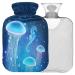 Naanle glowing seahorse-jellyfish heat bottle with reference transparent hot water bottle hand feet heat bag for pain relief heat and cold therapy 1 l