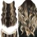 Silk-Co hair extension with rubber band adjustable Secrets hair part synthetic extensions with cord and clips long corrugated extensions for women dark brown highlights golden brown 50 cm natural brown mix golden brown