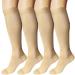 Ddobb 4 pairs compression stockings women and men support stockings compression socks support socks travel socks for flight sport running cycling 3xl skin color*4