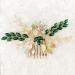 Bride Wedding Hair Comb - Crystal Rhinestone Pearls Silver Leaf Hair Piece, Green Homecoming Party Accessory - Buy Online on GoSupps.com