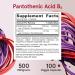 Jarrow Formulas Pantothenic Acid B5 500mg - 100 Veggie Caps - Energy & Metabolism Support - Buy Online on GoSupps.com