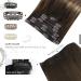 Moresoo 18 Balayage Brown Human Hair Clip in Extensions - Dark Brown to Light Brown with Golden Blonde Ombre | Remy Clip Ins 7Pcs/120g #4/10/16 - Buy Online on GoSupps.com