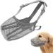 Mesh dog muzzle breathable muzzle for dogs muzzle for dogs with a rounded mesh nylonnetz muzzle with safety belts for small adjustable breathable mesh muzzle XL W-gray