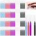 100Pcs Micro Eyebrow Brush  Eyelash Comb Brush with Cap  Multifunctional Brow Lamination Brush Eyebrow Spoolies for Eyebrows  Portable Brow Brushes for Eyebrows Eyelash Extensions Tool  5 Colors