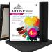 PHOENIX Black Stretched Canvas 8x10 Inch/4 Pack - 3/4 Inch Profile 8 Oz Quadruple Gesso Primed 100% Cotton Blank Black Canvases for Acrylic Oil Tempera Metallic Neon Painting & Crafts 8x10
