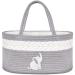 Cradle Star Diaper Caddy Organizer  Baby Basket Portable Diaper Storage Organizer with Compartments  Baby Diaper Caddy Organizer for Changing Table - Made from 100% Cotton Rope - Elephant Gray Grey