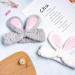 Whaline 4 Pack Easter Rabbit Ear Makeup Headband Set for Women - Coral Fleece Elastic Head Wrap for Party, Beauty Shower - Blue, White, Gray, Purple - Buy Online on GoSupps.com