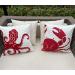 DECOPOW Embroidered Nautical Decor Pillow Cover - 18 Inch Square Canvas Pillow (Red-Octopus) - Buy Online on GoSupps.com