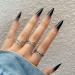 Justotry 24 pieces black stiletto nails for sticking up motif gradient French press on nails almond artificial nails pointed fingernails fake nails for women nail art 12Black & stiletto7